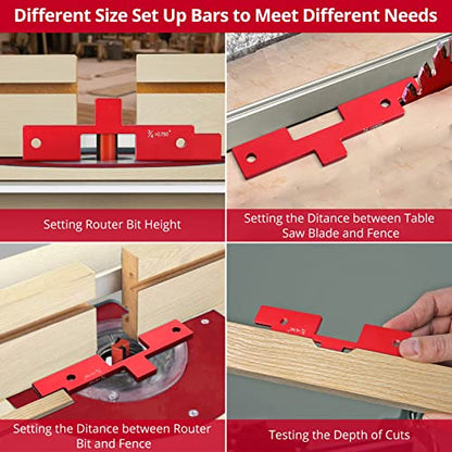 XUNTOP Setup Blocks Woodworking, 10pcs Precision Aluminum Set Up Bars Set Up Blocks Height Gauge Set for Woodworking Router and Table Saw Accessories - WoodArtSupply