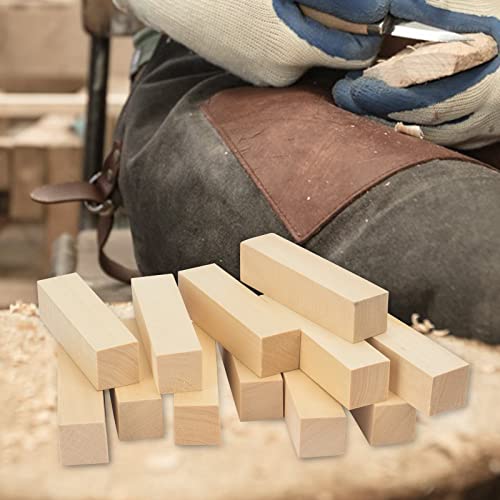 12 Pack Unfinished Basswood Carving Blocks Kit, 4 x 1 x 1 Inch Unfinished Bass Wood Whittling Soft Wood Carving Block Set for Kids Adults Wood