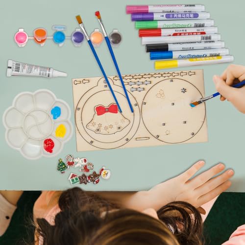 FTBox Christmas Wood Crafts Kit for Kids, Arts and Crafts Gifts for Boys Girls, Craft Activities Painting Art Toys for 6 7 8 9 10 11 12 Year Old - WoodArtSupply