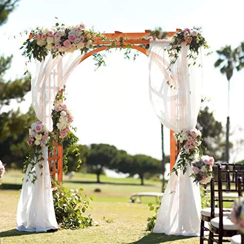 VINGLI 85in Wooden Arbor, Wedding Arch for Ceremony, Wood Trellis for Plant Climbing, Christmas Decor Pergola for Garden Backyard, Lawn (Teak) - WoodArtSupply