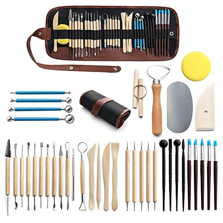 Clay Tools 40PCS Pottery Tools Clay Sculpting Tools for Kids Polymer Clay Tools Kit Ceramic Tools for DIY Handcraft Modeling Clay Carving Tools Set WALTERT W