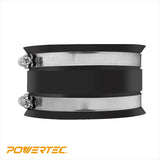 POWERTEC 70149 4 Inch Dust Control Flex Cuff with Steel Hose Clamps, Hose Connector Rubber Cuff Coupler for Woodworking Dust Collection Fittings, POWERTEC