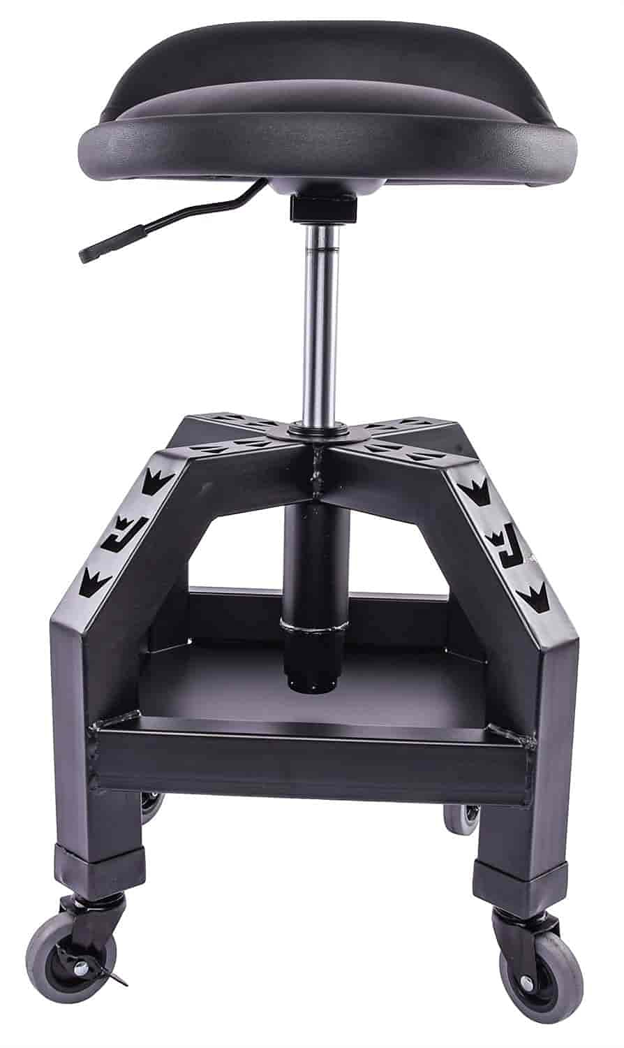 JEGS Heavy-Duty Swivel Shop Stool | 330 lb. Capacity | Steel Frame | Black Powder Coat Finish | 22 in. to 27.50 in. Height Adjustment | 16 in. JEGS