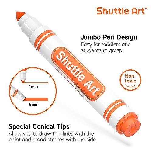 Shuttle Art 304 Pack Washable Markers, 8 Colors Broad Line Markers, Separate Pack of 38, Conical Tip Marker Bulk with a Box, Home Classroom School - WoodArtSupply