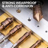 Matework Countersink Drill Bit Set, M35 Cobalt HSS Countersink Drill Bits 6 Pieces 1/4 Inch Quick Change Hex Shank for Metal, Wood, Stainless Steel, Matework