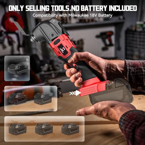 Cordless Oscillating Tool Compatible with Milwaukee 18V Battery, Brushless-Motor Tool with Auxiliary Handle, Oscillating Multi-Tool for Scraping, Cerycose