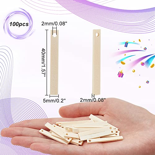 PH PandaHall 100pcs Wood Charms Rectangle Wooden Earring Blanks 40mm Long Unfinished Wood Tags Statement Earrings Charms for Earrings Necklace