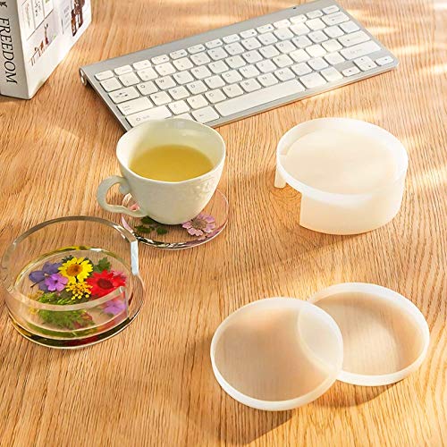 Coaster Molds for Resin Casting, 4PCS Coaster Molds/w Silicone Coaster Storage Box Mold, Epoxy Resin Molds Kit for DIY, Home Decoration