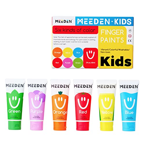 MEEDEN Finger Paints for Kids, Washable Kids Finger Paint Non Toxic Finger Painting Set for Toddlers 3+ Age Art Painting Supplies Gift for Baby Hand MEEDEN