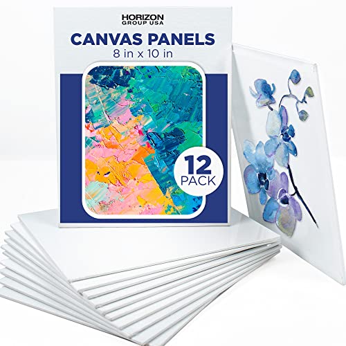 Horizon Group USA 8x10 Canvas Panel Boards Value Pack of 12, Primed, Perfect for Painting Projects, Watercolor, Oil & Acrylic Paints, Paint Canvas Horizon Group USA