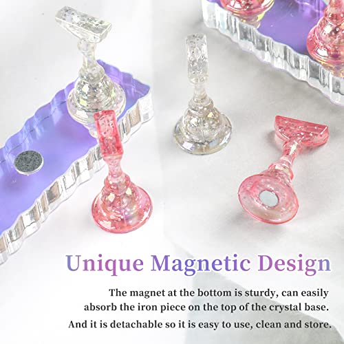 BQAN 2 Set Nail Holder for Painting Nails, Aurora Acrylic Nail Stand for Press on / Fake Nail Tips Training / Nails Display with 96 Pcs Reusable BQAN