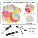 AOUXSEEM 10 Set Faux Leather Hair Bows DIY Making Kit for Beginner, Contains Pre Cut Pastel Lace Chunky Glitter Fabric and Silver Metal Spring Clips, AOUXSEEM