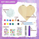 Ambesi Paint Your Own Wooden Jewelry Box, Arts and Crafts for Kids Ages 8-12, 4-6, 7-8 Year Old Girls, Decorate Heart Treasure Box Craft kit, DIY Ambesi