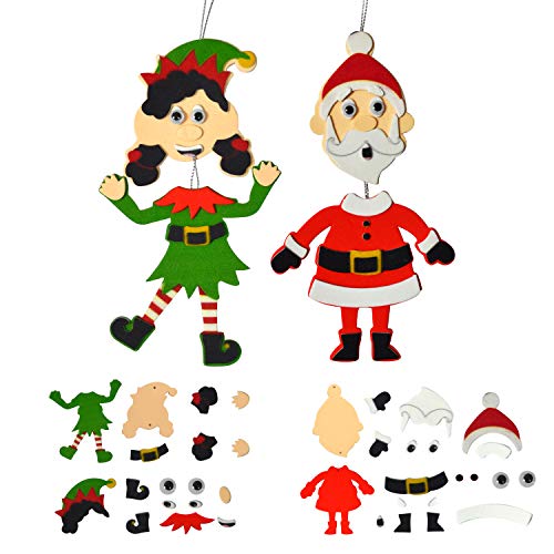 JOYIN Christmas Art and Craft Kit DIY with 3D Gingerbread House, Christmas Tree Door Sign, Foam Stocking Kit, Two Characters Decors Kids Boys & Girls