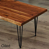 Home Soft Things Living North American Walnut Multi-Plank Unfinished Table, 48" x 28" x 1.5" to 2" with 18" Hairclip Legs Home Soft Things