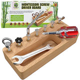 Panda Brothers Montessori Screwdriver Board Set - Wooden Montessori Toys for 4 Year Old Kids and Toddlers, Learning Sensory Bin Toys Preschool Panda Brothers