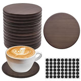SIJDIEE 4 Inch Wood Drink Coasters, 12 Pack Round Bulk Wooden Coasters with Non-Slip Silicon Dot Stickers for Bar Kitchen Home Dinner Table Decor SIJDIEE