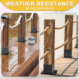 HONSREO 4x4 Post Base, 4Pcs Post Brackets (Inner Size 3.5"x3.5"), Black Powder-Coated Heavy Duty Steel Fence Post Anchor for Deck Porch Railing HONSREO