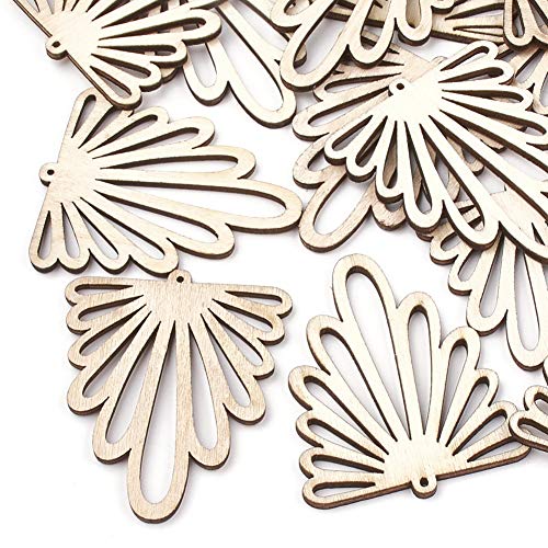 Pandahall 10pcs Natural Wood Earring Blanks Lightweight Filigree Chandelier Wooden Big Cutout Pendant Dangle Charms for Statement Earring Jewelry PH PandaHall