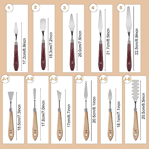 Palette Knife Set, 11 Pieces Stainless Steel Spatula Palette Knives Painting Accessories Art Supplies for Oil Painting, Gouache, Watercolor, Rock LIERFIS