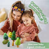 Macabaka Wooden Tree Toy Set 14 Pieces Wooden Sorting Stacking Balancing Stone Rocks Natural Wooden Mini Trees for Home Decor, Cake Topper and Macabaka
