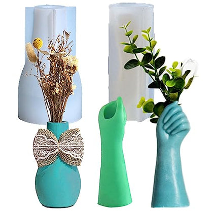 2 Set of Vase Storage Box Resin Mold Silicone Molds Epoxy Resin Hand Shaped Vase Pen Holder Bottle Jar for Dried Flower Jewelry Ornaments Trinket - WoodArtSupply