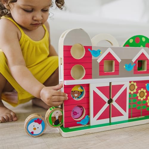 Melissa & Doug GO Tots Wooden Barnyard Tumble with 4 Disks - Farm Themed, Stack And Drop Developmental Toys For Toddlers Ages 1+ Melissa & Doug