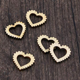 Amosfun 100pcs Hollow Out Lace Heart Wooden Pieces Cutouts Craft Embellishments Wood Ornament Manual Accessories for DIY Art (20mm) Amosfun