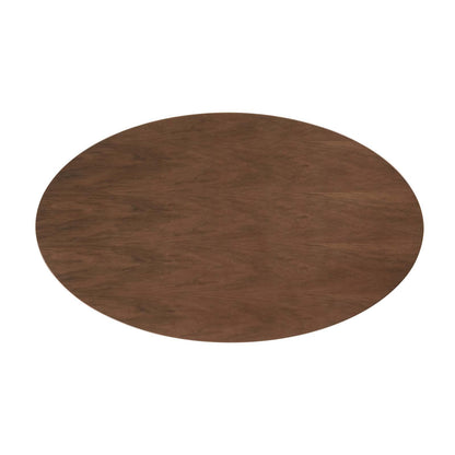 Modway Lippa 60" Oval-Shaped Mid-Century Modern Dining Table with Walnut Top and Black Base