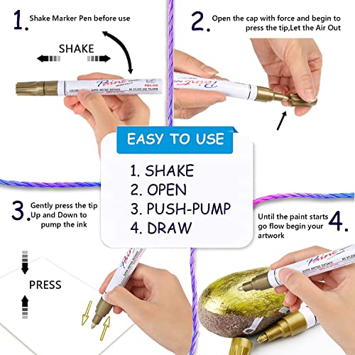 VHEONET 12 Permanent Paint Markers on Almost Anything Never Fade Quick Dry, Oil-Based Waterproof Paint Marker Pen for Rock Painting, Stone, Wood, VHEONET