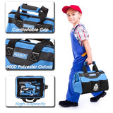 REXBETI 10-Piece Kids Tool Set with Real Hand Tools, Blue Durable Storage Bag, Children Learning Tool Kit for Home DIY and Woodworking REXBETI