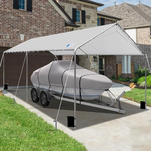 SAILARY Outdoor Heavy Duty Carport 10 X 20 Ft Heavy Duty Carport Car Canopy Portable Garage Tent Boat Shelter with Three Reinforced Steel Cables - SAILARY