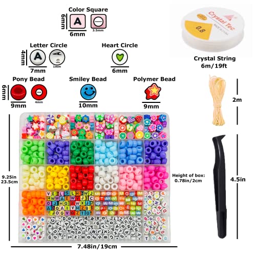 Luwanio Bracelet Making Kit, Pony Beads Clay Beads Smiley Beads Letter Beads for Friendship Bracelets Jewelry Making, Kandi Bracelet Kit, DIY Arts Luwanio