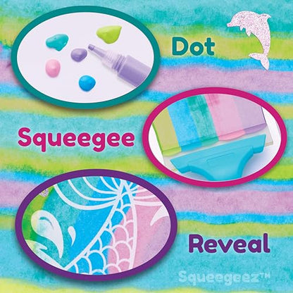 Creativity for Kids Squeegeez Magic Reveal Craft Kit: Mermaid - Dot Painting Art Kits for Kids, Cool Mermaid Gifts for Girls and Boys Ages 7-12+