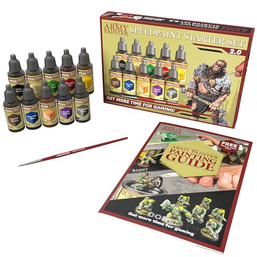 The Army Painter Speedpaint Starter Set 2.0-10x18ml Speed Model Paint Kit Pre-Loaded with Mixing Balls and 1 Brush- Base, 1 Painting Guide - Model The Army Painter