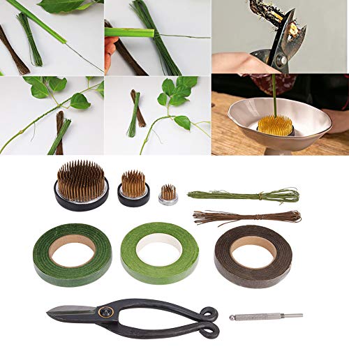 Oumefar Flower Arrangement Decoration Fixing Tool Set Flower Kenzan Iron Wire Scissor Ikebana Kenzan Japanese Flower Holder Tape Kenzan Accessories - WoodArtSupply