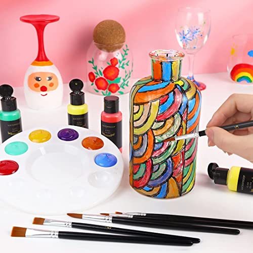 Colorful Glass Paint Kit with 6 Brushes, 1 Palette & 1 Sponge - 30ml/B –  WoodArtSupply