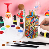 Colorful Glass Paint Kit with 6 Brushes, 1 Palette & 1 Sponge - 30ml/Bottle 26 Colors Permanent Stain Glass Paints for Gallery, Window, Wine Glass Colorful