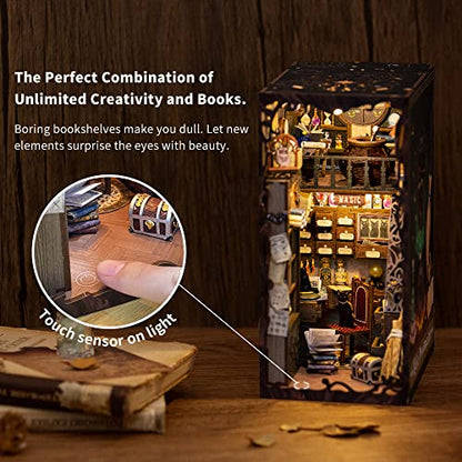 CUTEBEE DIY Book Nook Kit with Dust Proof, Bookshelf Insert DIY Miniature Kit Booknook Bookend Stand Bookcase Model Build Creativity Kit Decor Alley