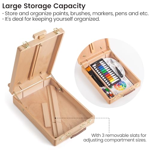 MERRIY 29-Piece Acrylic Paint Set, Painting Supplies Kit with Tabletop Sketch Box Easel, 12 Colors Acrylic Paints,10"x 12" Stretched Canvas,Premium MERRIY