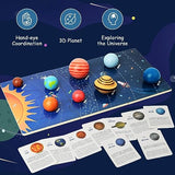 Wooden Solar System Model Board, Montessori Toys Planets Puzzle Science STEM Space Learning for Kids 4-8 with 3D Planets Models, Prechool Educational Xylolin