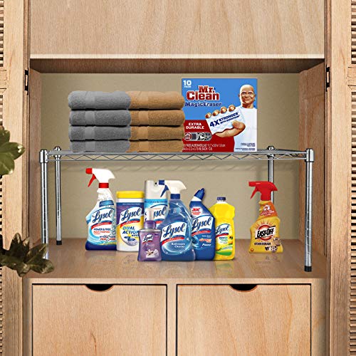 YSSOA Heavy Duty 1-Shelf Shelving, Adjustable Storage Units, Steel Organizer Wire Rack, 30" W x 14" D x 15" H, Chrome,2-Pack YSSOA