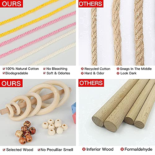 LECZIVOEN Macrame Kit, All in Macrame Supplies 109Yards x 3mm Macrame Cord,DIY Macrame Kit for Adults Beginners, Macrame Beads with Wooden Rings and - WoodArtSupply