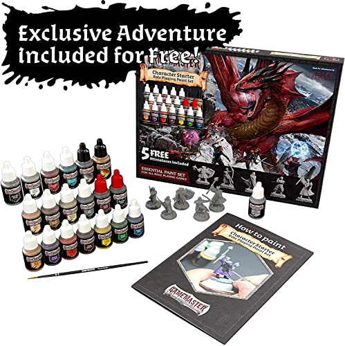 The Army Painter - DnD Miniatures Paint Set Gamemaster Character - Precise Detail Hobby Brush, 20 Warpaint 19x12ml, 12ml Brush-on Primer, 5 28mm - WoodArtSupply