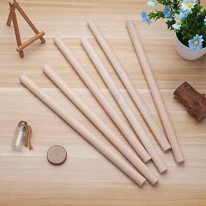 Wooden Dowel Dods Wood Dowels for Crafts, 6 PCS 3/4 x 15" Round Macrame Wooden Sticks for Crafting, Unfinished Hardwood Sticks for Arts and DIYers, - WoodArtSupply