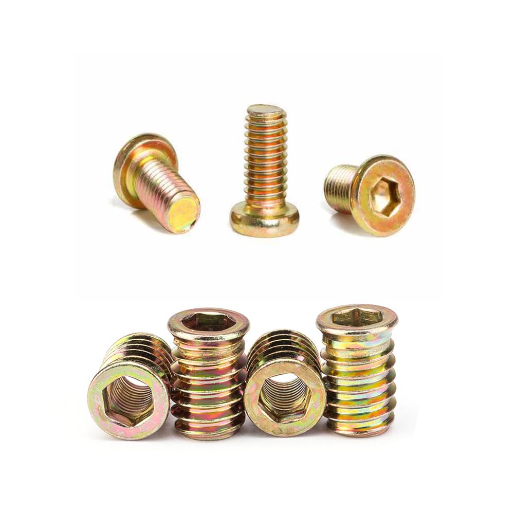 UtySty 10 Set Hex Threaded Inserts Nut M10 External with M8 Internal Threaded Screw Kit Countersunk Socket Bolt Fastener Connector for Wood Furniture UtySty