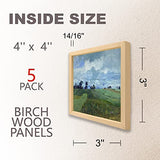 Unfinished Wood Boards Canvas for Painting, 5 Packs 3/4’’ Deep Cupohus 4’’ x 4’’ Wooden Cradled Panels for Pouring Art, Crfats, Paints and More Cupohus