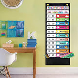 Amzoya Daily Schedule Pocket Chart. Kids Schedule Pocket Chart with 15 Dry-Eraser Cards. 13+1 Pockets. Schedule Pocket Chart for Classroom & Home Amzoya