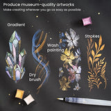 Arteza Metallic Watercolor Paints, Set of 24 Half Pans, Pearl Paint, Vibrant and Pearlescent Hues, Includes Storage Tin & Water Brush, Art Supplies ARTEZA