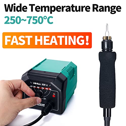 YIHUA 939-II Wood Burning Kit Station (Green) bundle with YIHUA 930-IV Pyrography Pen Temperature Adjustable with 20 Wire Nibs, 10 Solid Points, YIHUA